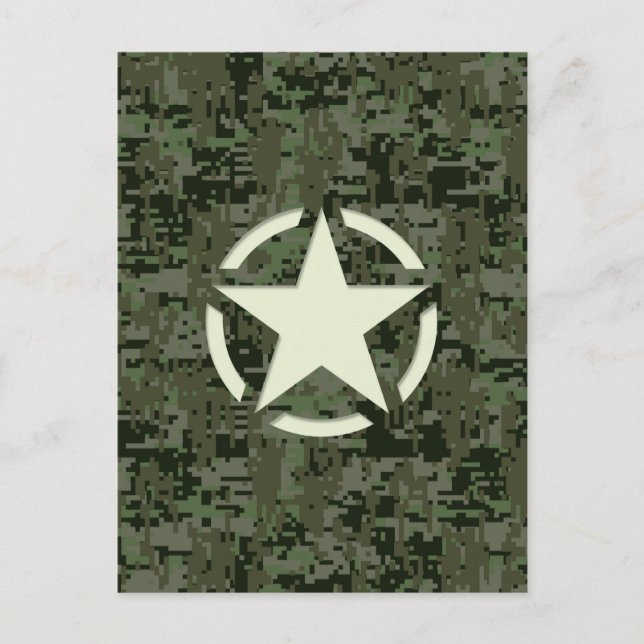 Star Stencil Vintage Symbol Digital Camouflage Postcard (Front)