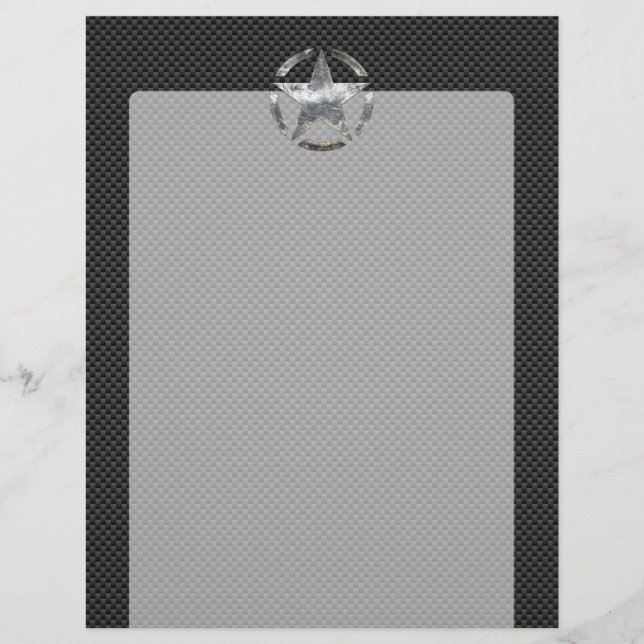 Star Stencil Vintage Tag Carbon Fibre Style (Front)