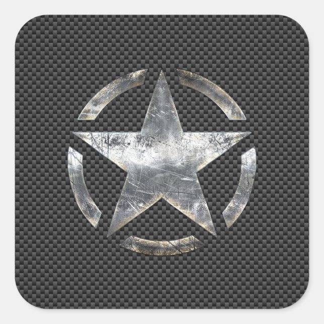 Star Stencil Vintage Tag Carbon Fibre Style (Front)