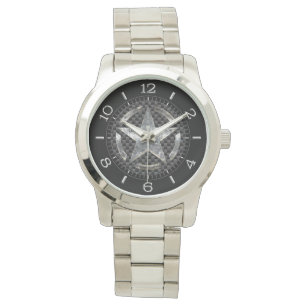 Star Stencil Vintage Tag Carbon Fibre Style Dial Watch