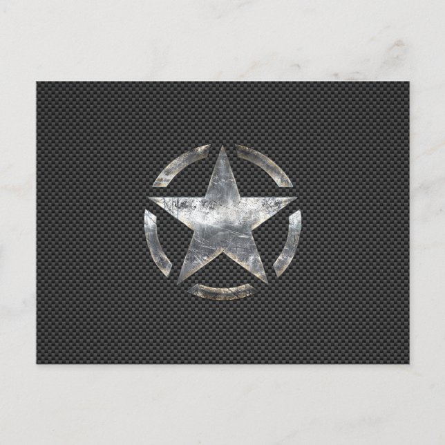 Star Stencil Vintage Tag Carbon Fibre Style Postcard (Front)
