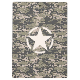 Star Stencil Vintage Tag Digital Khaki Style Clipboard