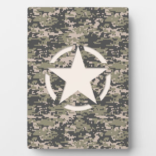 Star Stencil Vintage Tag Digital Khaki Style Plaque