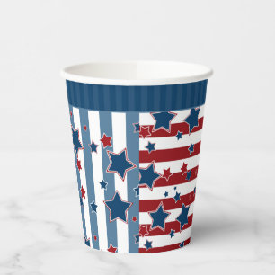 Star striped pattern in red and blue tones throw p paper cups
