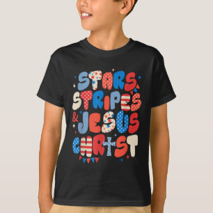 Star Stripes Jesus Christ Usd Flag Independence Da T-Shirt