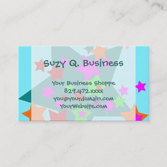 Star Struck Teal Stars Collage Business Cards (Front)