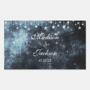Star Struck Watercolor Celestial Wedding Monogram Rectangular Sticker