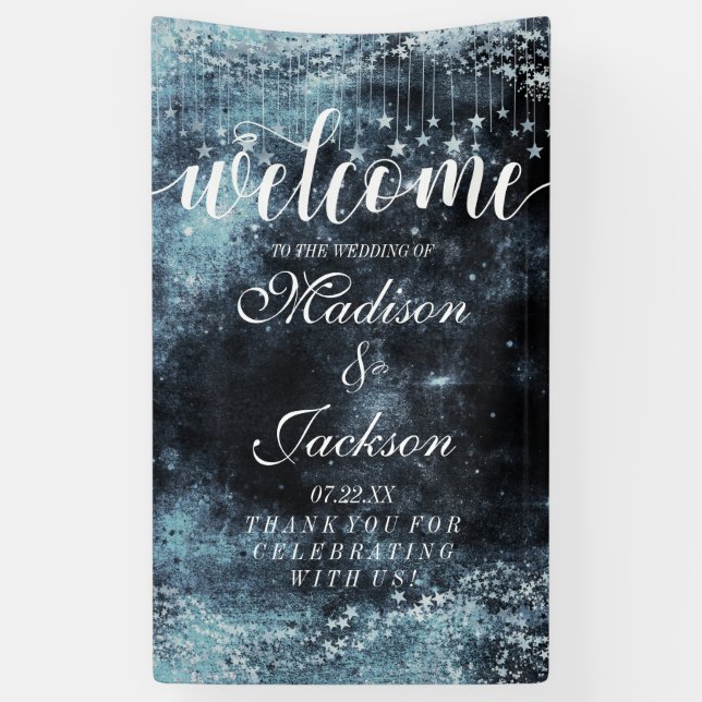 Star Struck Watercolor Celestial Wedding Welcome Banner (Vertical)