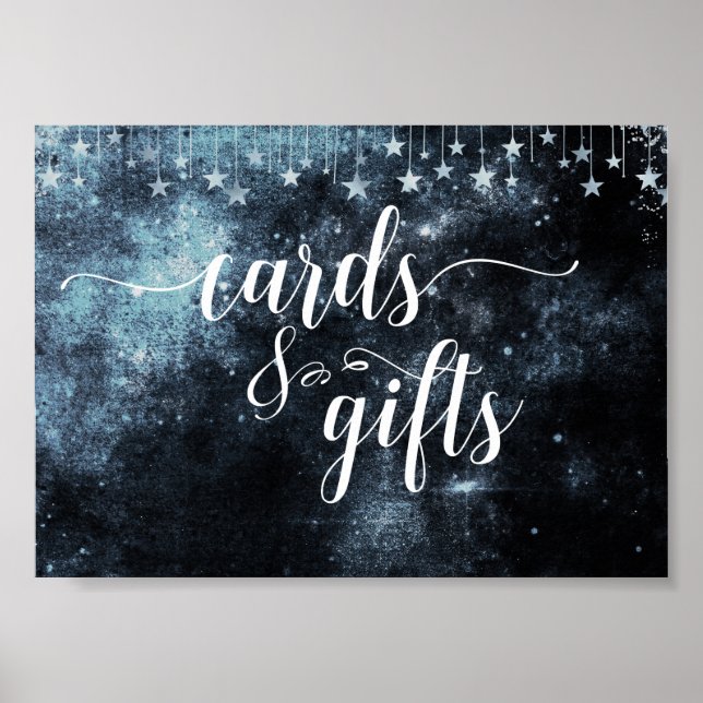 Star Struck Watercolor Night Wedding Cards & Gifts Poster (Front)