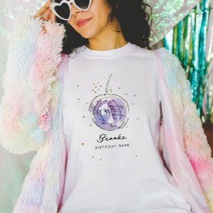 Star Studded Disco Ball Watercolor Birthday Babe T-Shirt