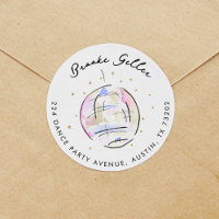 Star Studded Disco Ball Watercolor Return Address