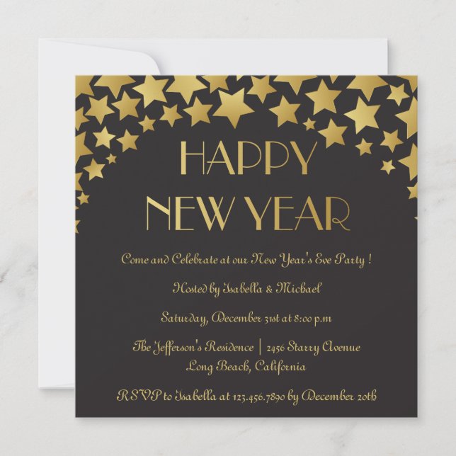 Star Studded New Years Eve Party Invitation (Front)