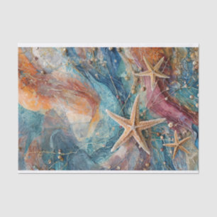 Star Studded Sand & Sea, Coastal Marine Life Tissue Paper