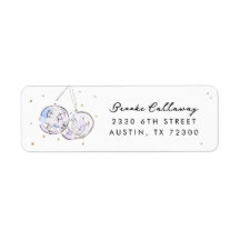 Star Studded Watercolor Disco Balls Return Address