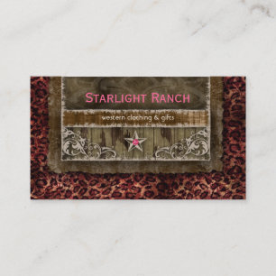 Star Suede Business Card Leopard Pink H
