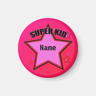Star Super Kid Name Pink Custom Small Magnet