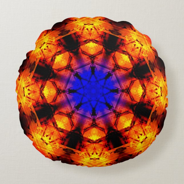 Star Supernova Mandala Round Cushion (Front)
