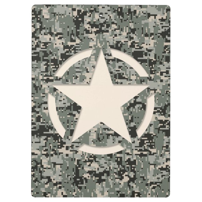 Star Symbol Pixel Digital Camouflage Clipboard (Back)