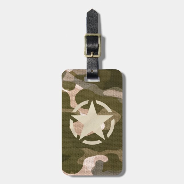 Star Tag on Burlap Camouflage Style (Front Vertical)
