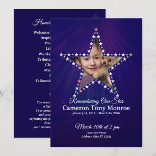 Star‑Themed 1‑Photo Memorial Program Invitation