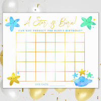 Star Themed Baby Shower Due Date Guessing 