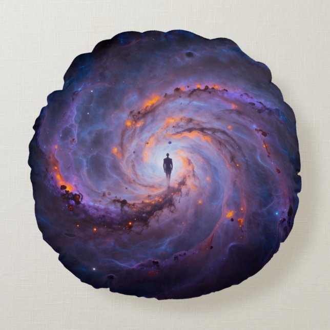 Star Trail - Journey Through the Universe Round Cushion (Front)