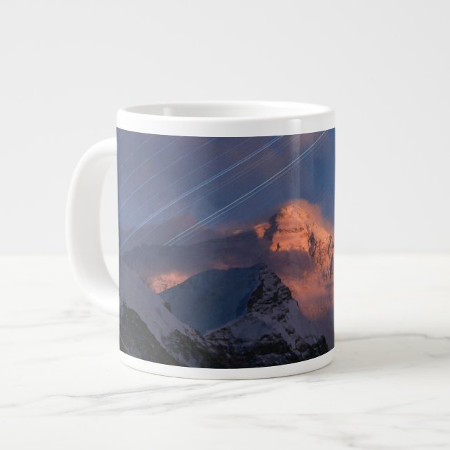 Star Trail | Mt. Everest Tibet, China Large Coffee Mug (Front Left)