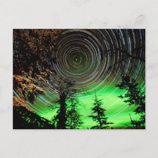 Star Trails and Northern Lights Aurora borealis Postcard