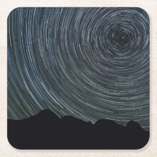 Star Trails Around Polaris Ingalls Pass Square Paper Coaster