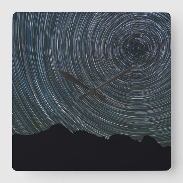 Star Trails Around Polaris | Ingalls Pass Square Wall Clock (Front)