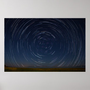 Star Trails Over Lake Huron at St. Ignace, MI Poster
