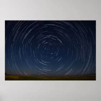Star Trails Over Lake Huron at St. Ignace, MI Poster