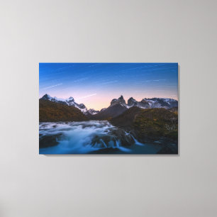 Star Trails Over Torres Del Paine Canvas Print
