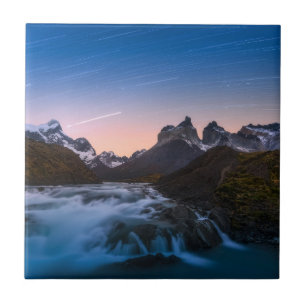 Star Trails Over Torres Del Paine Tile