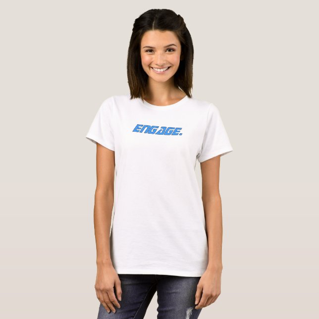 Star Trek Picard - Engage (Blue w/black border) T-Shirt (Front Full)