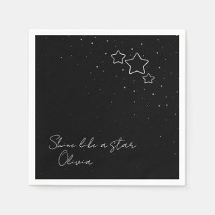 Star Trio in Black & White with message and name Napkin