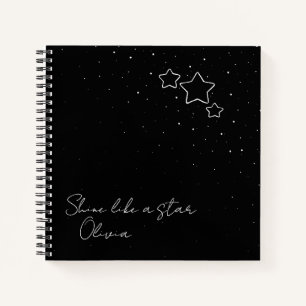 Star Trio in Black & White with message and name Notebook