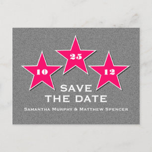 Star Trio Save the Date Postcard, Pink Announcement Postcard