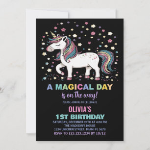 Star Unicorn Birthday Invitations