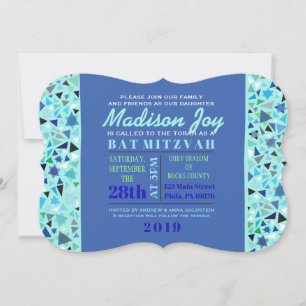 STAR WALL Bar Bat Mitzvah Invitation Aqua