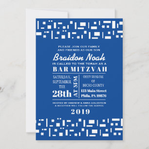 STAR WALL Bar Bat Mitzvah Invitation in Blue