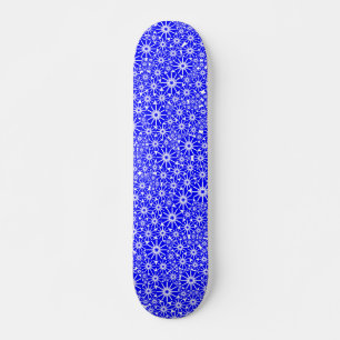 Star Wheel Abstract - Blue on White Skateboard