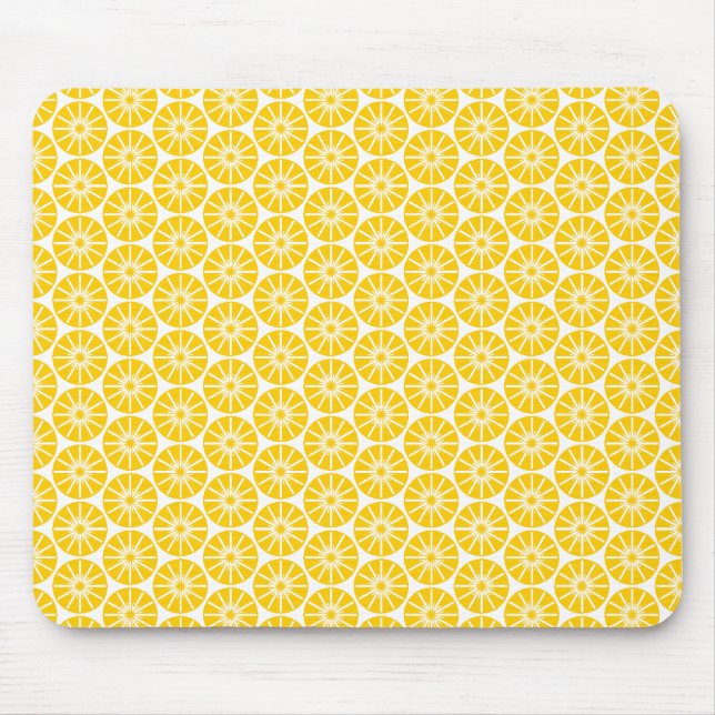 Star Wheel Pattern - Amber on White Mouse Pad (Front)