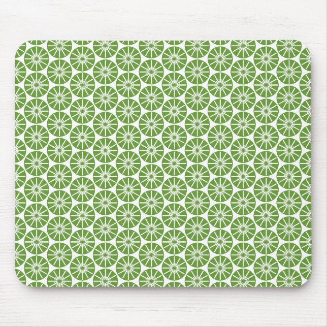 Star Wheel Pattern - Green on White Mouse Pad (Front)