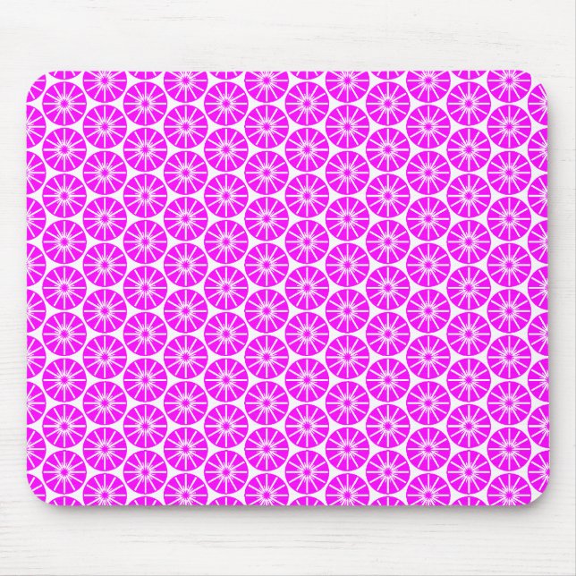 Star Wheel Pattern - Magenta on White Mouse Pad (Front)