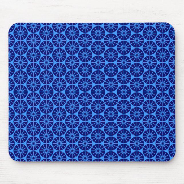 Star Wheel Pattern - Navy Blue on Blue 3399FF Mouse Pad (Front)