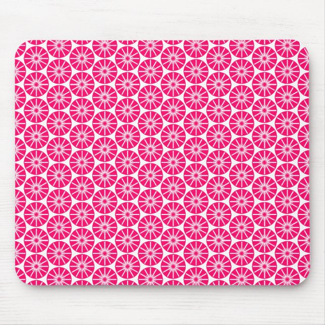 Star Wheel Pattern - Neon Red on White Mouse Pad (Front)