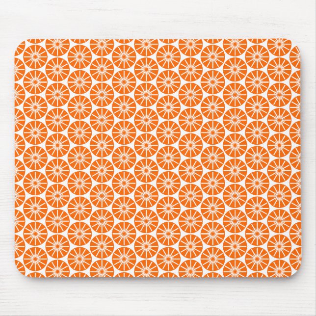 Star Wheel Pattern - Orange on White Mouse Pad (Front)