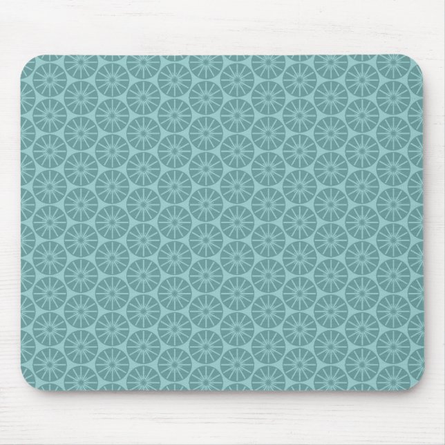 Star Wheel Pattern - Shades of Blue Green Mouse Pad (Front)