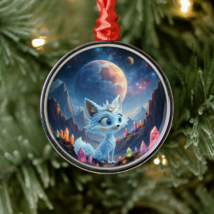 Star Whisper Fox – Keeper of Crystal Light. Metal Tree Decoration